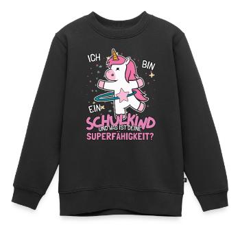 Schulkind Einhorn für Mädchen zur Einschulung - Kinder Premium Organic Sweatshirt - Schwarz - Vorne - AI Model Kid Female (0cm)