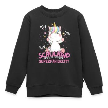Schulkind 2023 Einhorn Schulanfang für Mädchen - Kinder Premium Organic Sweatshirt - Schwarz - Vorne - AI Model Kid Female (0cm)
