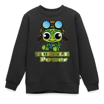 Turtle Power - Kinder Premium Organic Sweatshirt - Schwarz - Vorne - AI Model Kid Female (0cm)