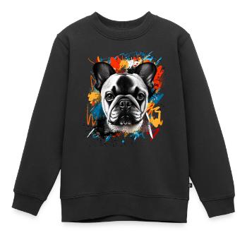 Bouledogue français - Sweat Premium enfant bio - noir - Devant - AI Model Kid Female (0cm)