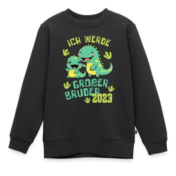 Ich werde großer Bruder 2023 Dino Brüder für Jungs - Kinder Premium Organic Sweatshirt - Schwarz - Vorne - AI Model Kid Female (0cm)
