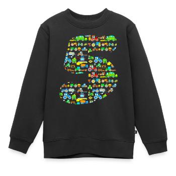 Tracteurs Enfants 5 ans Anniversaire - Sweat Premium enfant bio - noir - Devant - AI Model Kid Female (0cm)