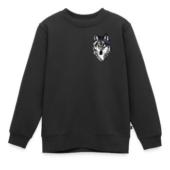 Wolfskopf wildes Tier Motiv Aufdruck mit Wolf - Kinder Premium Organic Sweatshirt - Schwarz - Vorne - AI Model Kid Female (0cm)