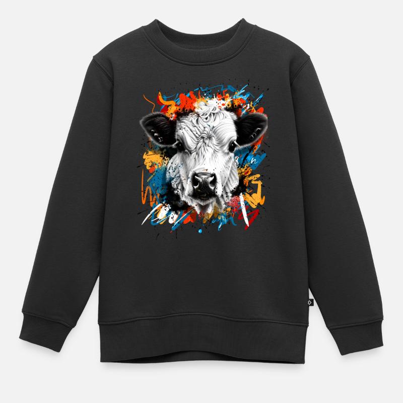 Kuh - Kinder Premium Organic Sweatshirt - Schwarz