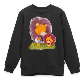 Lio Löwe und Mama Löwe - Kinder Premium Organic Sweatshirt - Schwarz - Vorne - AI Model Kid Female (0cm)