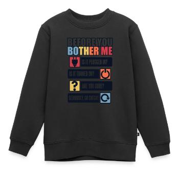 Avant de m’embêter Informaticien Admin - Sweat Premium enfant bio - noir - Devant - AI Model Kid Female (0cm)
