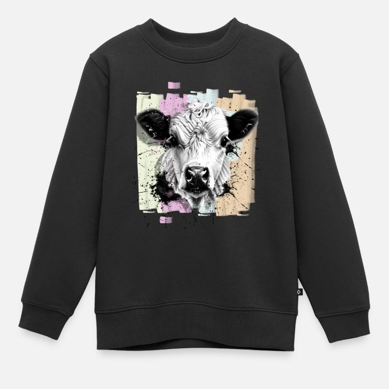 Vache - Sweat Premium enfant bio - noir