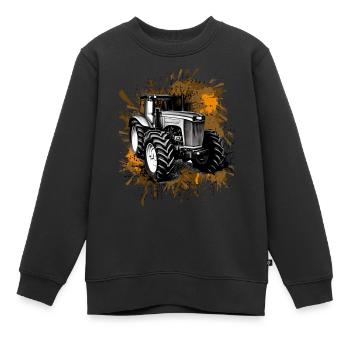 Tracteur Agriculture - Sweat Premium enfant bio - noir - Devant - AI Model Kid Female (0cm)