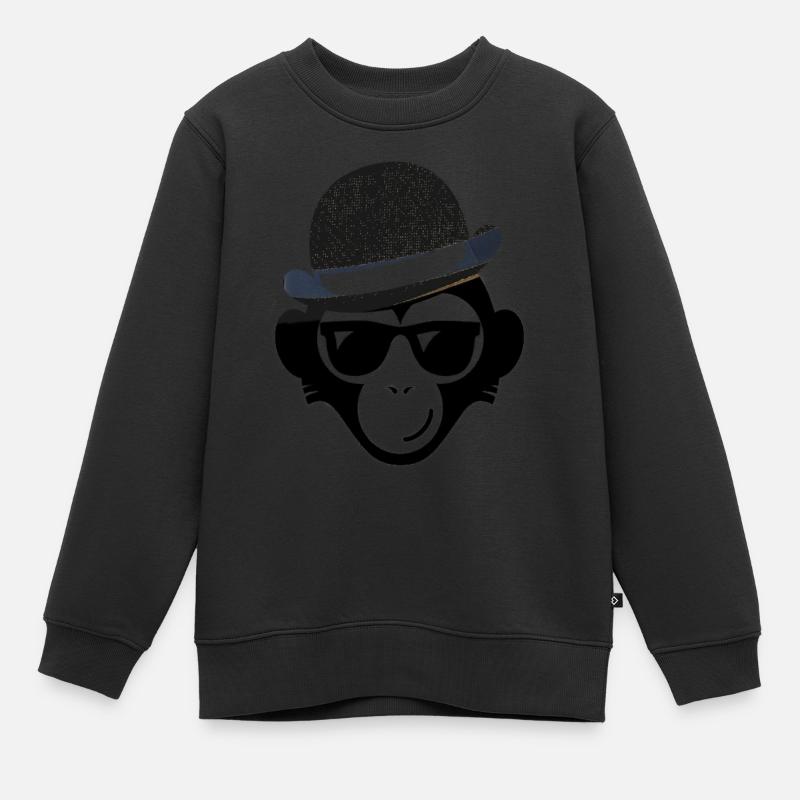 Affe mit Hut Wildtier Menschenaffe Geschenkidee - Kinder Premium Organic Sweatshirt - Schwarz