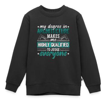 Architecture Mon diplôme en ingénierie de l’architecture - Sweat Premium enfant bio - noir - Devant - AI Model Kid Female (0cm)