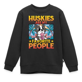 Les Huskies sont mes personnes préférées - Sweat Premium enfant bio - noir - Devant - AI Model Kid Female (0cm)
