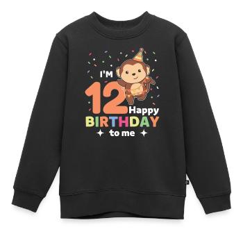Singe pour les enfants de douze ans - Sweat Premium enfant bio - noir - Devant - AI Model Kid Female (0cm)