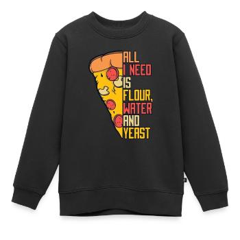 Tout ce dont j’ai besoin est de l’eau de farine et du plateau à pizza à la levure - Sweat Premium enfant bio - noir - Devant - AI Model Kid Female (0cm)