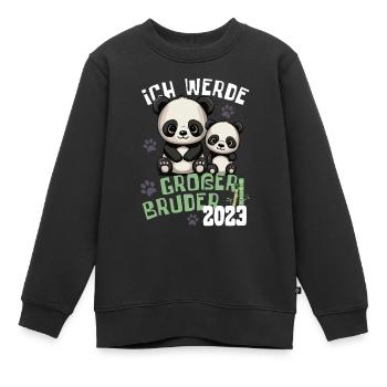 Ich werde großer Bruder 2023 - Süße Panda Brüder - Kinder Premium Organic Sweatshirt - Schwarz - Vorne - AI Model Kid Female (0cm)