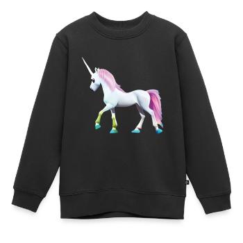 pinkes Einhorn mit pinkem Schweif - Kinder Premium Organic Sweatshirt - Schwarz - Vorne - AI Model Kid Female (0cm)