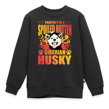 Propriété d’un husky sibérien pourri gâté - Sweat Premium enfant bio - noir - Devant - AI Model Kid Female (0cm)