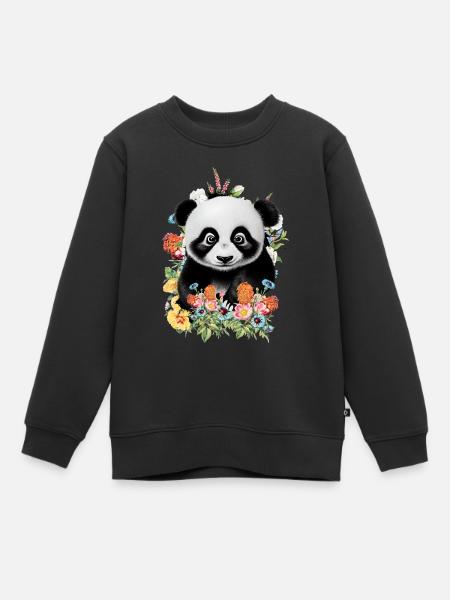 Panda - Kinder Premium Organic Sweatshirt - Schwarz
