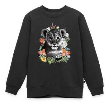 Fleurs de lion - Sweat Premium enfant bio - noir - Devant - AI Model Kid Female (0cm)