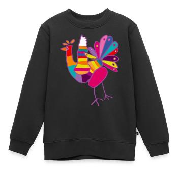Paon - Dessin d'enfant - Sweat Premium enfant bio - noir - Devant - AI Model Kid Female (0cm)