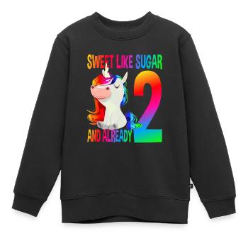 Douce comme du sucre et déjà 2 - 2 ans licorne - Sweat Premium enfant bio - noir - Devant - AI Model Kid Female (0cm)