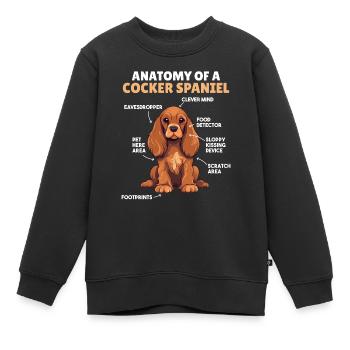 Explication du chien Anatomie d’un cocker Spaniel - Sweat Premium enfant bio - noir - Devant - AI Model Kid Female (0cm)