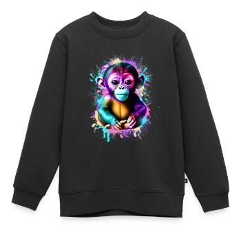 Affe Bunt - Kinder Premium Organic Sweatshirt - Schwarz - Vorne - AI Model Kid Female (0cm)