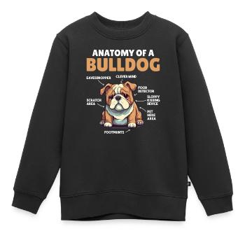 Explication du chien Anatomie d’un bouledogue - Sweat Premium enfant bio - noir - Devant - AI Model Kid Female (0cm)