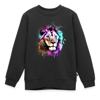 Löwe Bunt - Kinder Premium Organic Sweatshirt - Schwarz - Vorne - AI Model Kid Female (0cm)