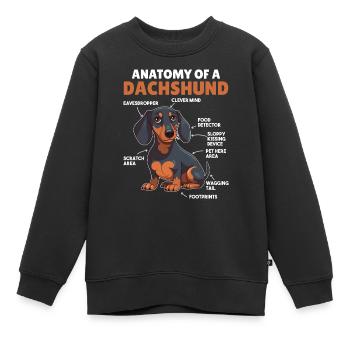 Explication du chien Anatomie d’un teckel - Sweat Premium enfant bio - noir - Devant - AI Model Kid Female (0cm)
