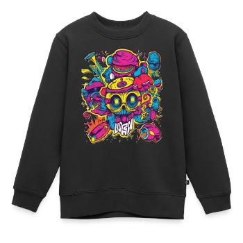krankes durchgedrehtes buntes Party Design - Kinder Premium Organic Sweatshirt - Schwarz - Vorne - AI Model Kid Female (0cm)