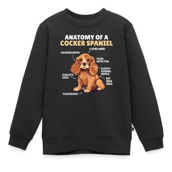 Explication du chien Anatomie d’un cocker - Sweat Premium enfant bio - noir - Devant - AI Model Kid Female (0cm)