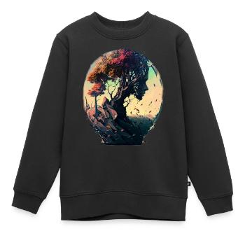 Natur Spirituell Baum Abstrakt Geistreich Design - Kinder Premium Organic Sweatshirt - Schwarz - Vorne - AI Model Kid Female (0cm)