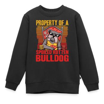 Propriété d’un bouledogue pourri gâté - Sweat Premium enfant bio - noir - Devant - AI Model Kid Female (0cm)
