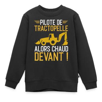 Baggerfahrer-Zitat - Kinder Premium Organic Sweatshirt - Schwarz - Vorne - AI Model Kid Female (0cm)