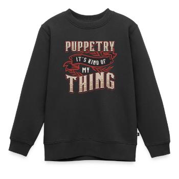 Marionnettes C’est un peu mon truc Marionnettes Marionnettiste - Sweat Premium enfant bio - noir - Devant - AI Model Kid Female (0cm)