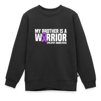 Mein Bruder ist ein Krieger Purple Ribbon Epilepsie - Kinder Premium Organic Sweatshirt - Schwarz - Vorne - AI Model Kid Female (0cm)
