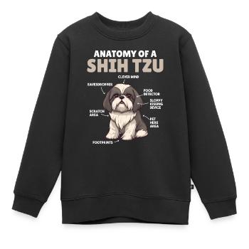 Explication du chien Anatomie d’un Shih Tzu - Sweat Premium enfant bio - noir - Devant - AI Model Kid Female (0cm)
