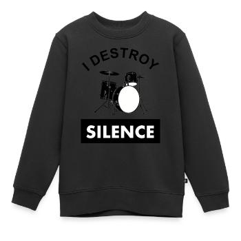 Drums spielen Schlagzeug Musikinstrument Geschenk - Kinder Premium Organic Sweatshirt - Schwarz - Vorne - AI Model Kid Female (0cm)
