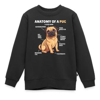 Explication du chien Anatomie d’un carlin - Sweat Premium enfant bio - noir - Devant - AI Model Kid Female (0cm)