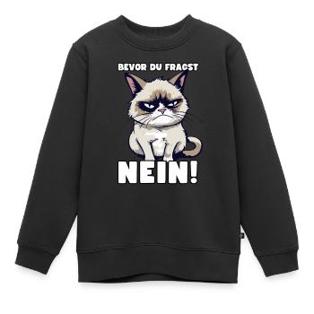 Grump Cat - Bevor Du Fragst Nein! Zynischer Spruch - Kinder Premium Organic Sweatshirt - Schwarz - Vorne - AI Model Kid Female (0cm)