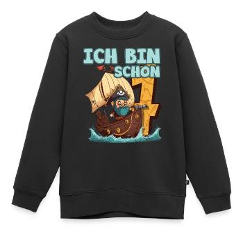 Ich Bin 7 Pirat - Piratenschiff Kindergeburtstag - Kinder Premium Organic Sweatshirt - Schwarz - Vorne - AI Model Kid Female (0cm)