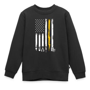 Électricien US Flag Tools pour électriciens - Sweat Premium enfant bio - noir - Devant - AI Model Kid Female (0cm)