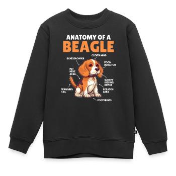 Explication du chien Anatomie d’un beagle - Sweat Premium enfant bio - noir - Devant - AI Model Kid Female (0cm)