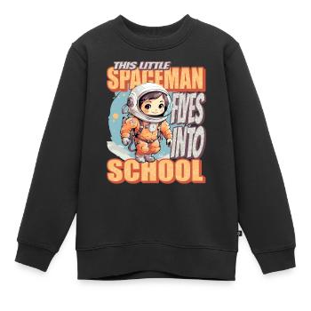 Ce petit astronaute s’envole pour l’école - Sweat Premium enfant bio - noir - Devant - AI Model Kid Female (0cm)