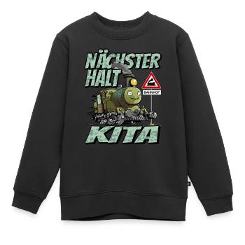 Nächste Haltestelle Kita - Kids Lokomotive - Kinder Premium Organic Sweatshirt - Schwarz - Vorne - AI Model Kid Female (0cm)