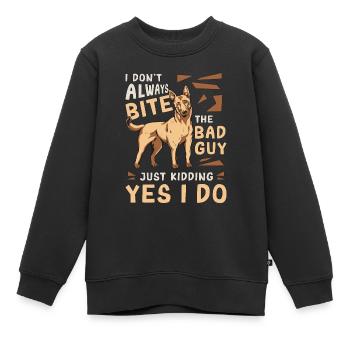 Malinois belge Je ne mords pas toujours un chien policier - Sweat Premium enfant bio - noir - Devant - AI Model Kid Female (0cm)