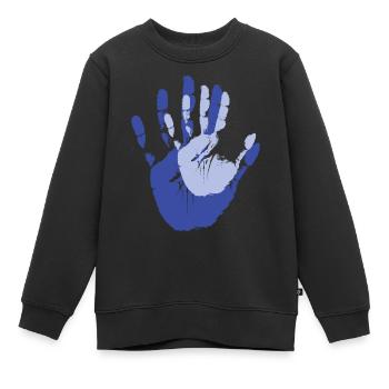 Empreintes mains dans la main aux parents avec cadeau d’enfant - Sweat Premium enfant bio - noir - Devant - AI Model Kid Female (0cm)