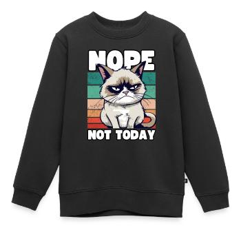 Funny Grump Cat - Nope, Not Today - Sarcasm - Kids Premium Organic Sweatshirt - black - Front - AI Model Kid Female (0cm)