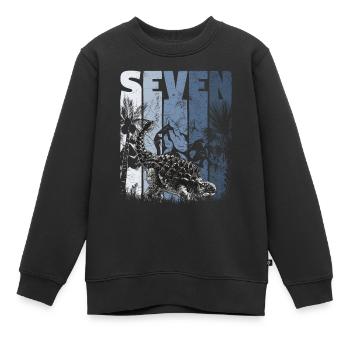 Ankylosaurus 7 ans Dino 7ème anniversaire - Sweat Premium enfant bio - noir - Devant - AI Model Kid Female (0cm)
