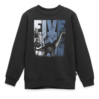 Brachiosaurus 5 ans Dino 5ème anniversaire - Sweat Premium enfant bio - noir - Devant - AI Model Kid Female (0cm)